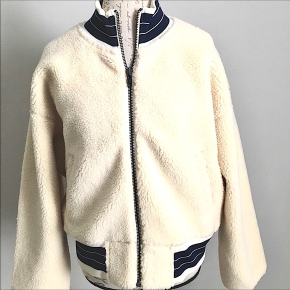 Madewell Sherpa Varsity Jacket New With Tag - Picture 5 of 7